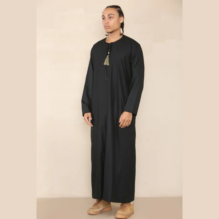 Mens Thobe Jubba Islamic Clothing Muslim Kaftan Emirati Omani Robe Arab Tassel - Image 8