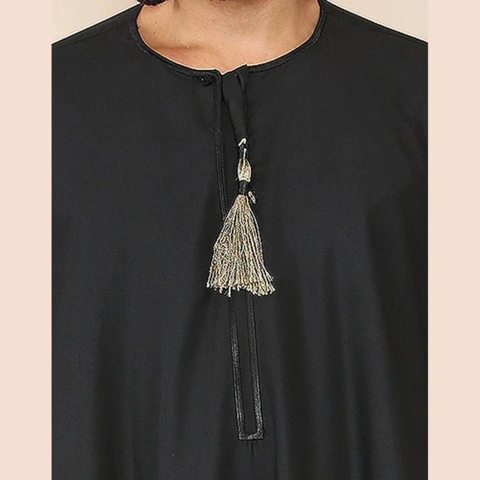Mens Thobe Jubba Islamic Clothing Muslim Kaftan Emirati Omani Robe Arab Tassel - Image 11