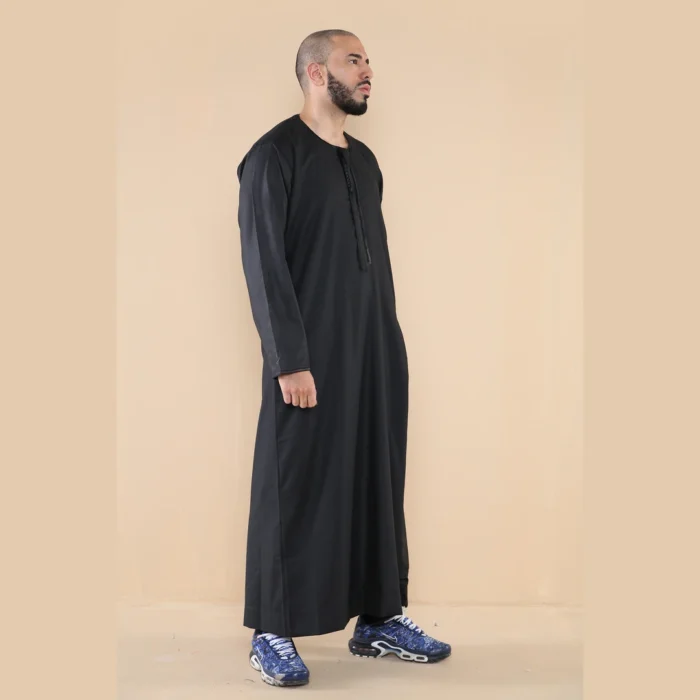 Mens Thobe Jubba Islamic Clothing Muslim Kaftan Emirati Omani Robe Arab Tassel - Image 2