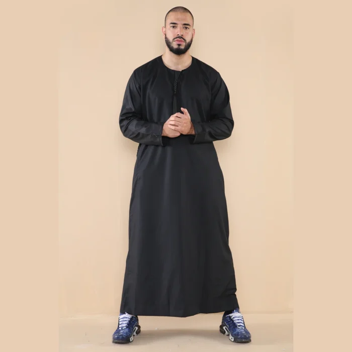 Mens Thobe Jubba Islamic Clothing Muslim Kaftan Emirati Omani Robe Arab Tassel - Image 6