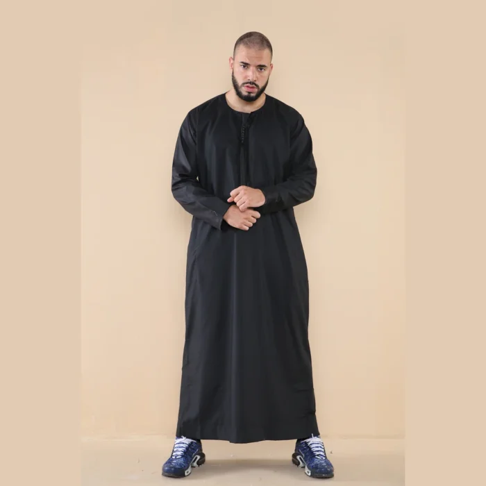Mens Thobe Jubba Islamic Clothing Muslim Kaftan Emirati Omani Robe Arab Tassel - Image 5