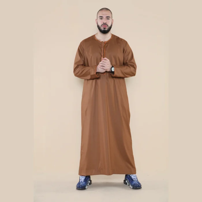 Mens Thobe Jubba Islamic Clothing Muslim Kaftan Emirati Omani Robe Arab Tassel - Image 18