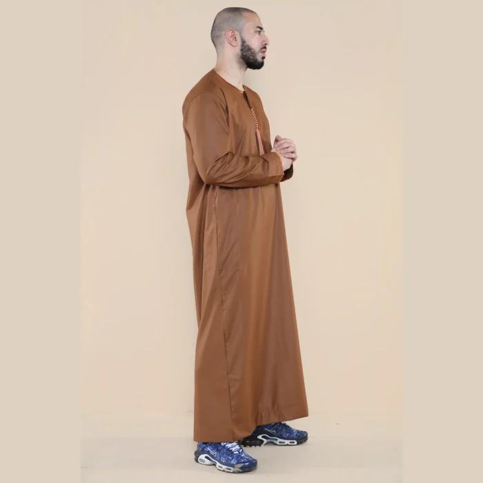 Mens Thobe Jubba Islamic Clothing Muslim Kaftan Emirati Omani Robe Arab Tassel - Image 15