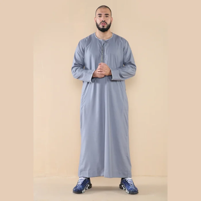 Mens Thobe Jubba Islamic Clothing Muslim Kaftan Emirati Omani Robe Arab Tassel - Image 28