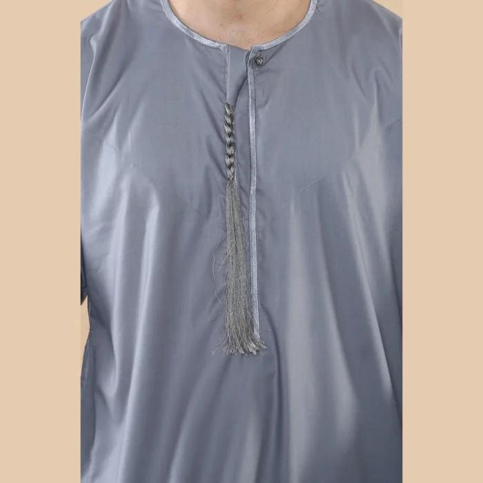 Mens Thobe Jubba Islamic Clothing Muslim Kaftan Emirati Omani Robe Arab Tassel - Image 29