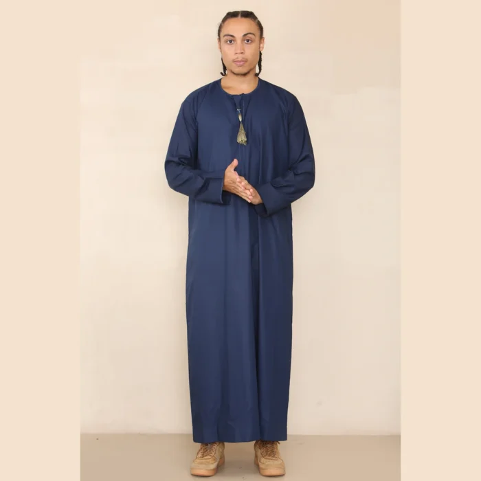 Mens Thobe Jubba Islamic Clothing Muslim Kaftan Emirati Omani Robe Arab Tassel - Image 51