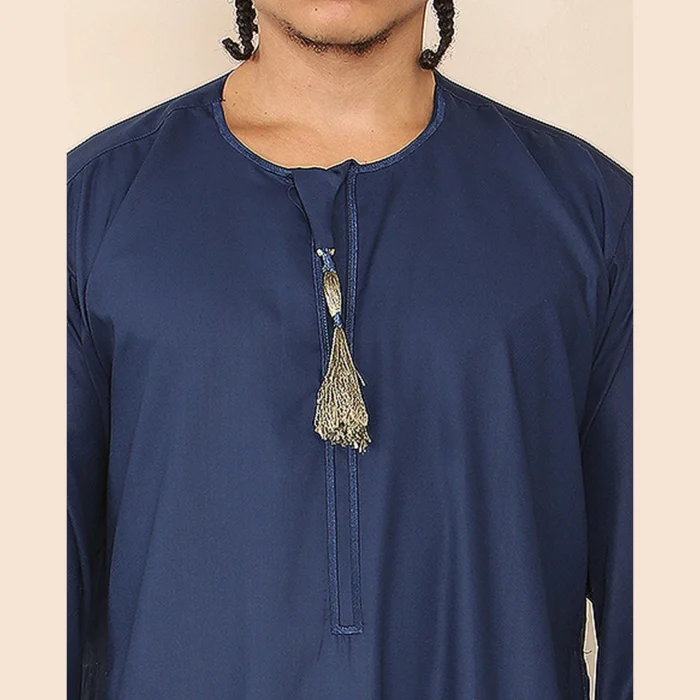 Mens Thobe Jubba Islamic Clothing Muslim Kaftan Emirati Omani Robe Arab Tassel - Image 49