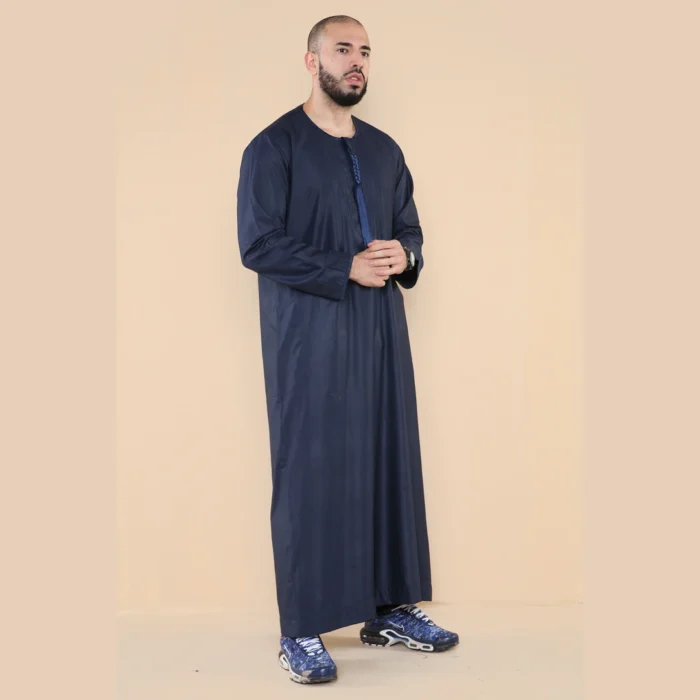 Mens Thobe Jubba Islamic Clothing Muslim Kaftan Emirati Omani Robe Arab Tassel - Image 40