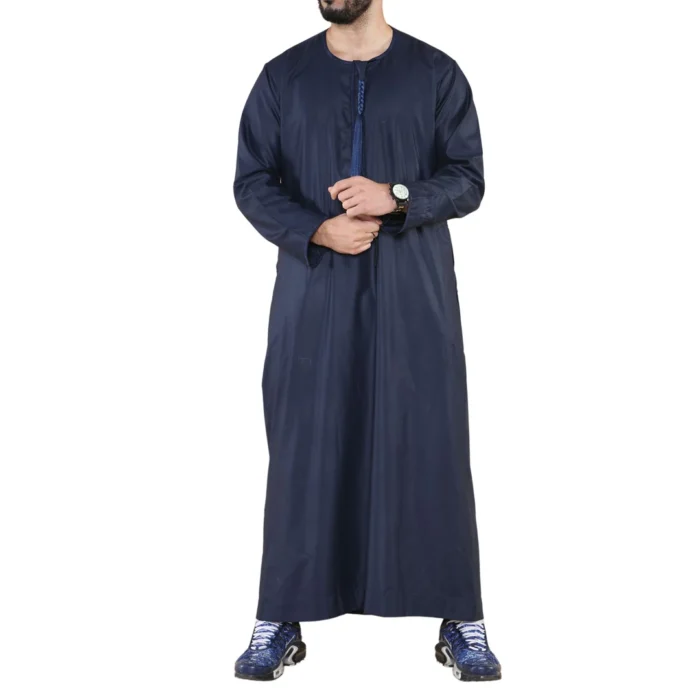 Mens Thobe Jubba Islamic Clothing Muslim Kaftan Emirati Omani Robe Arab Tassel - Image 39