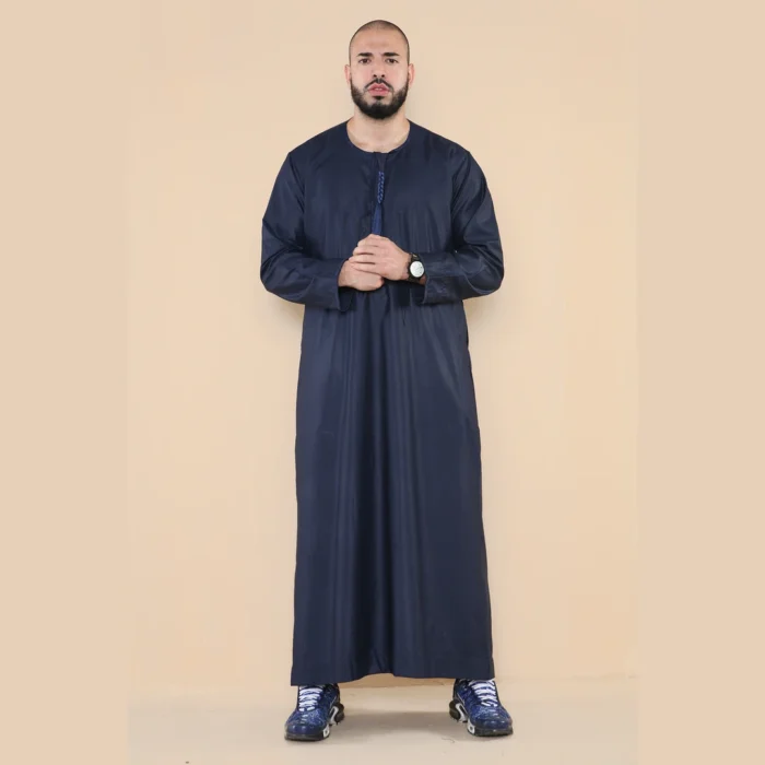 Mens Thobe Jubba Islamic Clothing Muslim Kaftan Emirati Omani Robe Arab Tassel - Image 41