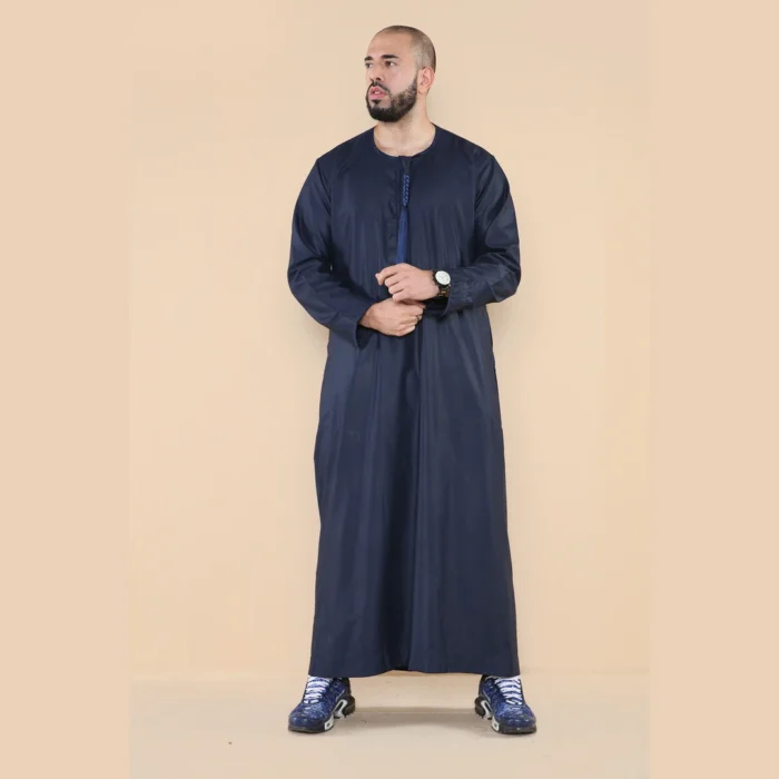 Mens Thobe Jubba Islamic Clothing Muslim Kaftan Emirati Omani Robe Arab Tassel - Image 42