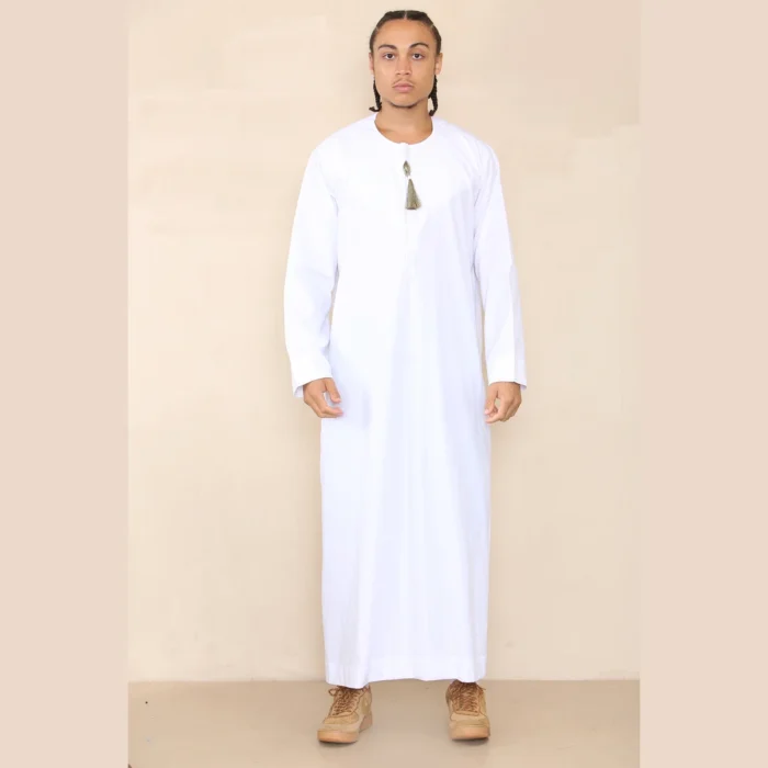Mens Thobe Jubba Islamic Clothing Muslim Kaftan Emirati Omani Robe Arab Tassel - Image 64