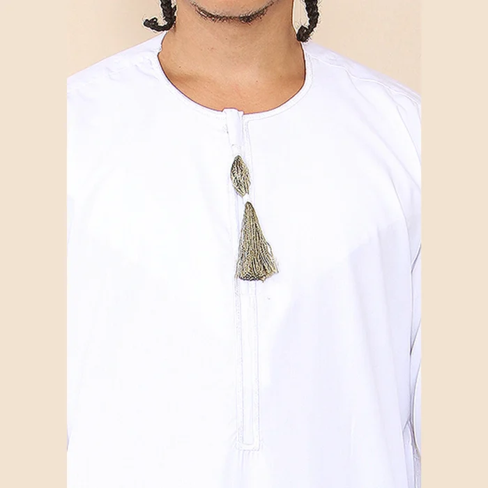 Mens Thobe Jubba Islamic Clothing Muslim Kaftan Emirati Omani Robe Arab Tassel - Image 62