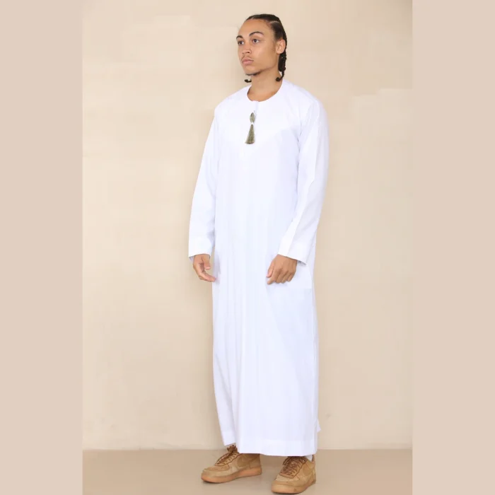 Mens Thobe Jubba Islamic Clothing Muslim Kaftan Emirati Omani Robe Arab Tassel - Image 60