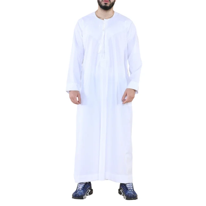 Mens Thobe Jubba Islamic Clothing Muslim Kaftan Emirati Omani Robe Arab Tassel - Image 52