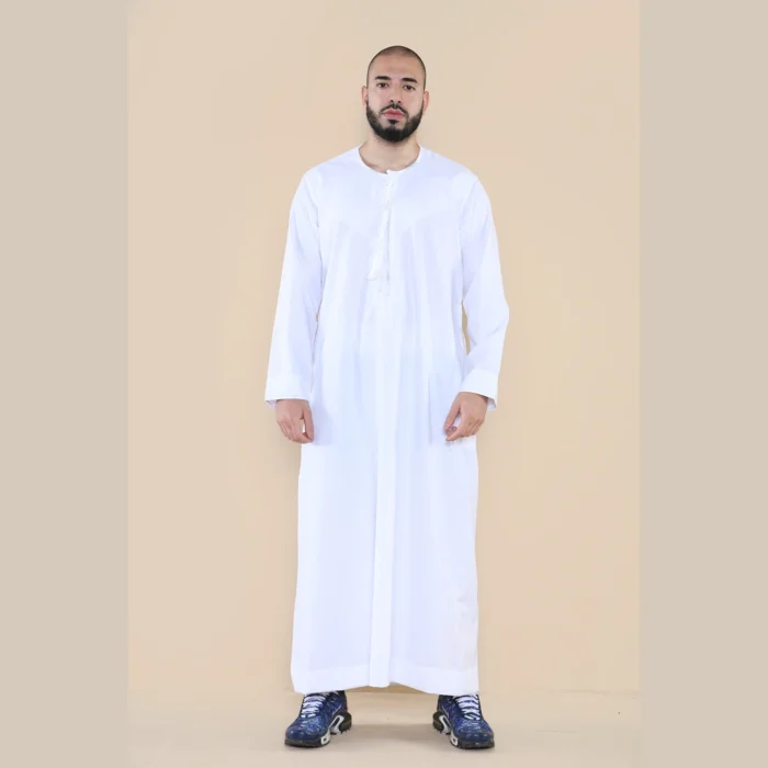 Mens Thobe Jubba Islamic Clothing Muslim Kaftan Emirati Omani Robe Arab Tassel - Image 54
