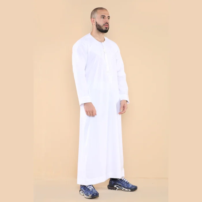 Mens Thobe Jubba Islamic Clothing Muslim Kaftan Emirati Omani Robe Arab Tassel - Image 56