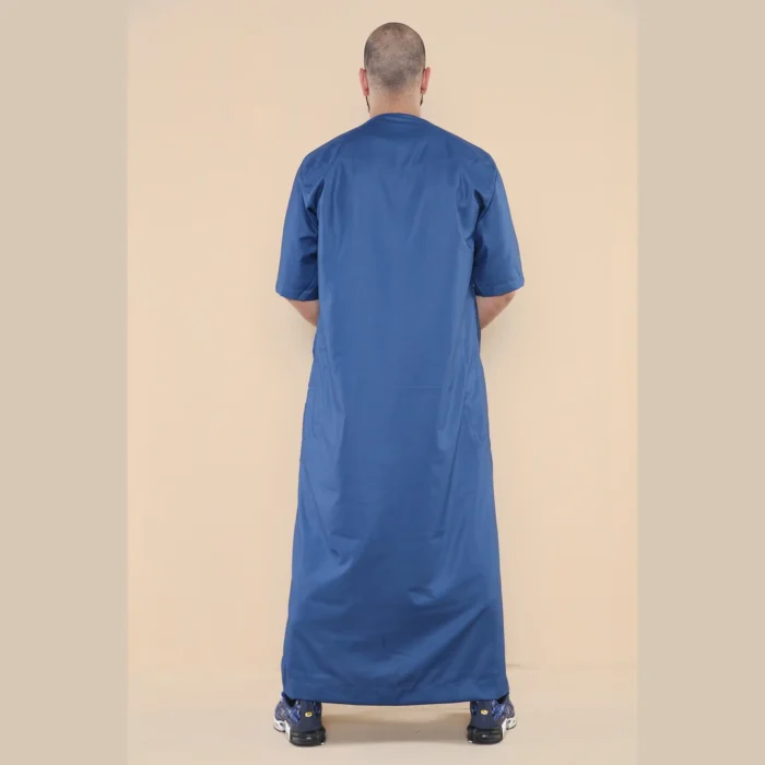 Mens Thobe Jubba Islamic Clothing Kaftan Half Sleeve Robe Moroccan Arab Zipped - Image 12