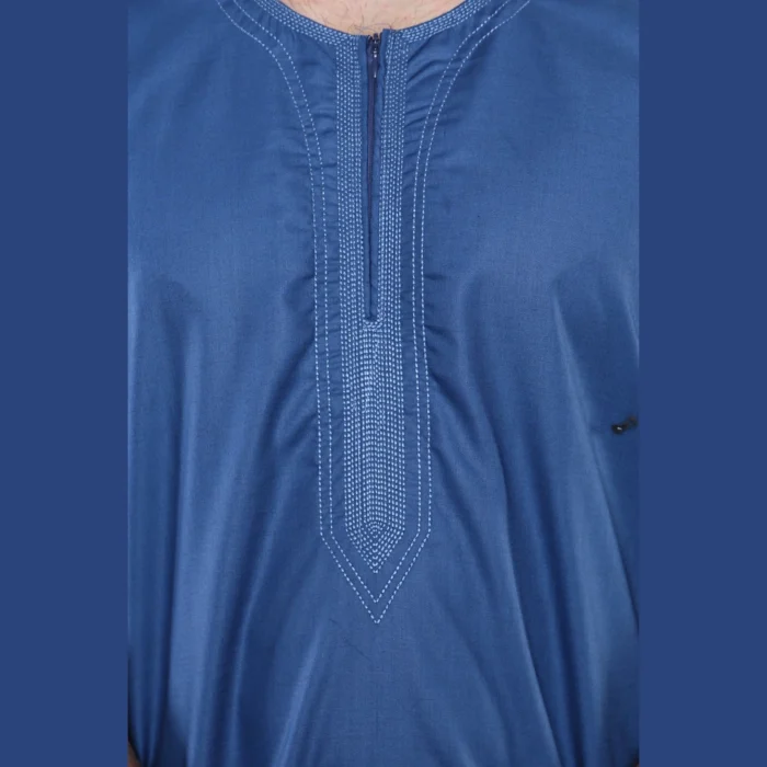Mens Thobe Jubba Islamic Clothing Kaftan Half Sleeve Robe Moroccan Arab Zipped - Image 9