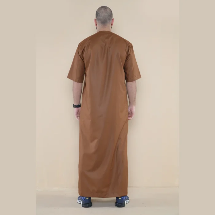 Mens Thobe Jubba Islamic Clothing Kaftan Half Sleeve Robe Moroccan Arab Zipped - Image 14