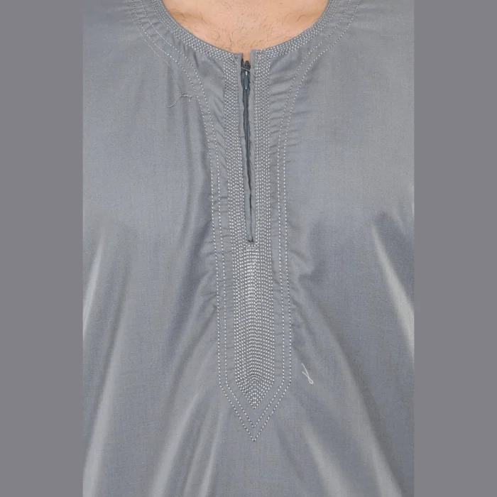 Mens Thobe Jubba Islamic Clothing Kaftan Half Sleeve Robe Moroccan Arab Zipped - Image 22