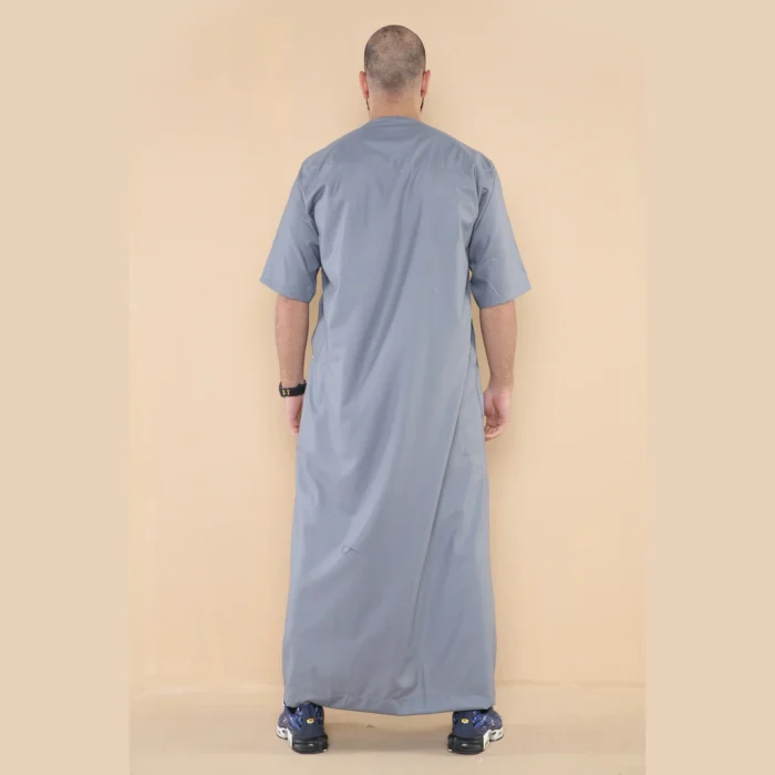 Mens Thobe Jubba Islamic Clothing Kaftan Half Sleeve Robe Moroccan Arab Zipped - Image 21