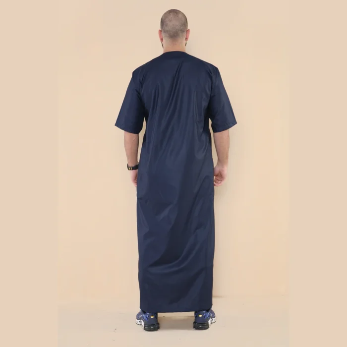 Mens Thobe Jubba Islamic Clothing Kaftan Half Sleeve Robe Moroccan Arab Zipped - Image 27