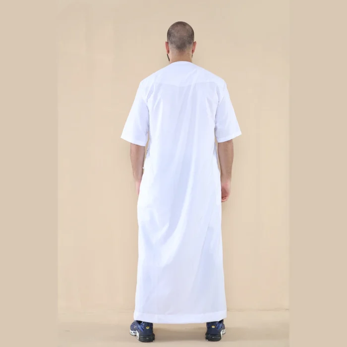 Mens Thobe Jubba Islamic Clothing Kaftan Half Sleeve Robe Moroccan Arab Zipped - Image 32
