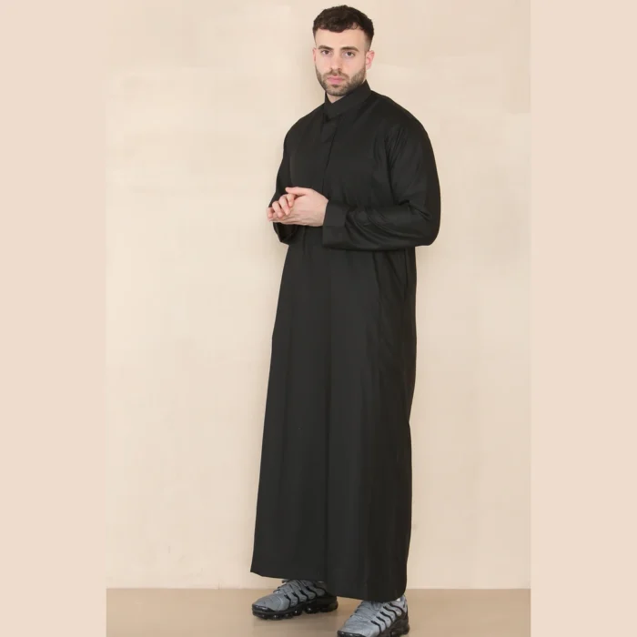 Mens Thobe Jubba Nehru Stand Collar Islamic Clothing Muslim Kaftan Eid Robe Saudi Slim Regular Fit - Image 6