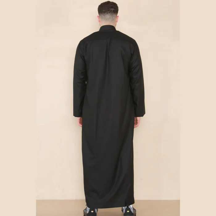 Mens Thobe Jubba Nehru Stand Collar Islamic Clothing Muslim Kaftan Eid Robe Saudi Slim Regular Fit - Image 4