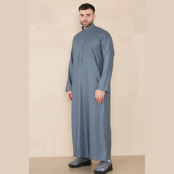 Mens Thobe Jubba Nehru Stand Collar Islamic Clothing Muslim Kaftan Eid Robe Saudi Slim Regular Fit - Image 11