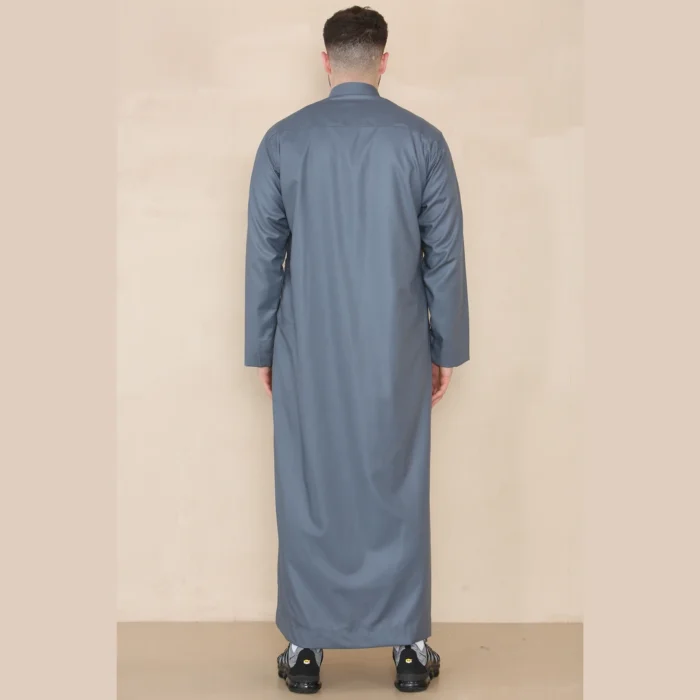 Mens Thobe Jubba Nehru Stand Collar Islamic Clothing Muslim Kaftan Eid Robe Saudi Slim Regular Fit - Image 9