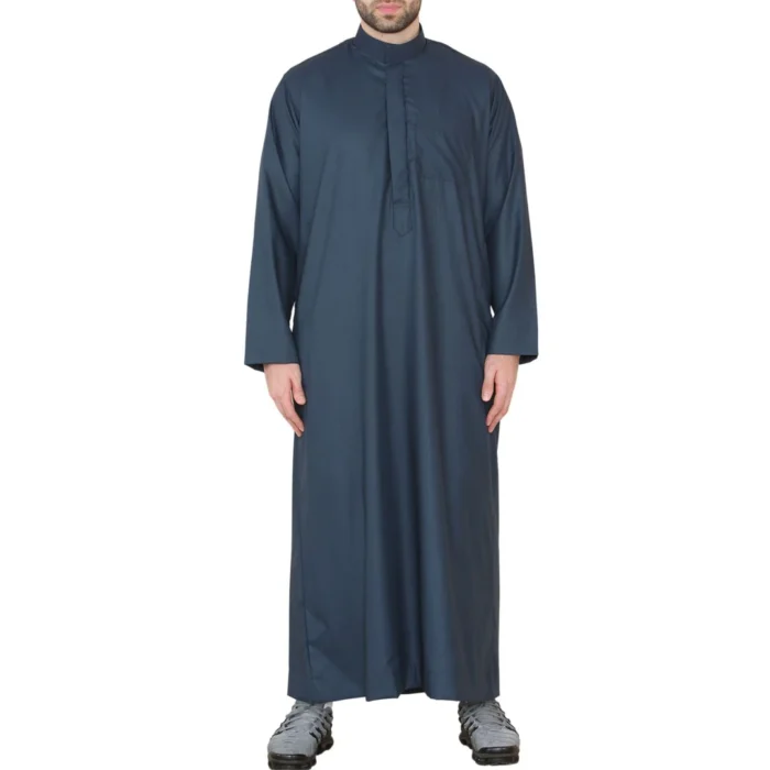 Mens Thobe Jubba Nehru Stand Collar Islamic Clothing Muslim Kaftan Eid Robe Saudi Slim Regular Fit - Image 13