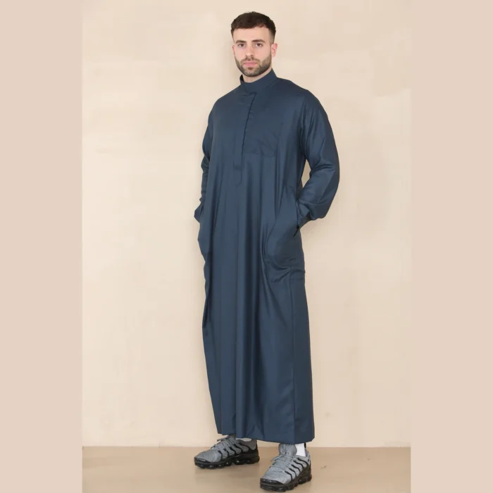 Mens Thobe Jubba Nehru Stand Collar Islamic Clothing Muslim Kaftan Eid Robe Saudi Slim Regular Fit - Image 17