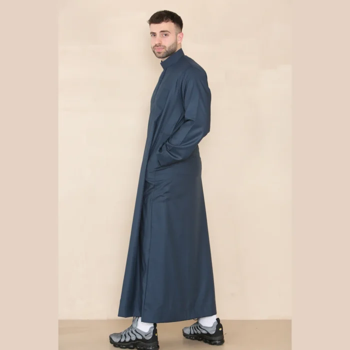 Mens Thobe Jubba Nehru Stand Collar Islamic Clothing Muslim Kaftan Eid Robe Saudi Slim Regular Fit - Image 16