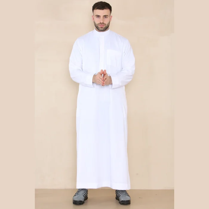 Mens Thobe Jubba Nehru Stand Collar Islamic Clothing Muslim Kaftan Eid Robe Saudi Slim Regular Fit - Image 24