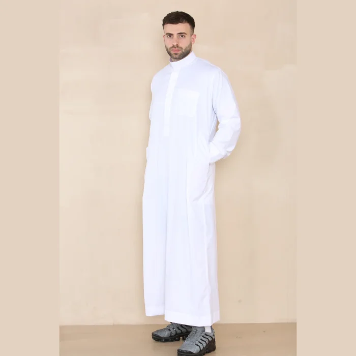 Mens Thobe Jubba Nehru Stand Collar Islamic Clothing Muslim Kaftan Eid Robe Saudi Slim Regular Fit - Image 23