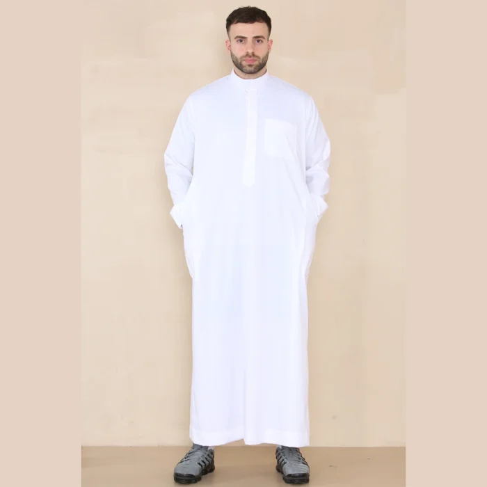 Mens Thobe Jubba Nehru Stand Collar Islamic Clothing Muslim Kaftan Eid Robe Saudi Slim Regular Fit - Image 22