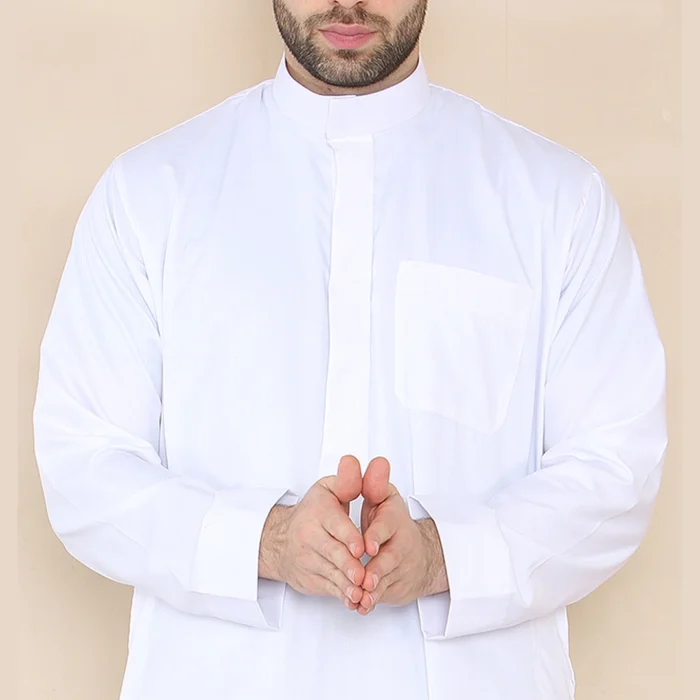 Mens Thobe Jubba Nehru Stand Collar Islamic Clothing Muslim Kaftan Eid Robe Saudi Slim Regular Fit - Image 21