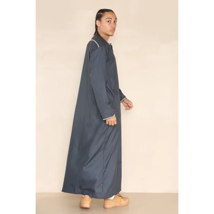 Mens Emirati Omani Thobe Jubba Islamic Clothing Muslim Kaftan Eid Robe Arab String Tassel - Image 9