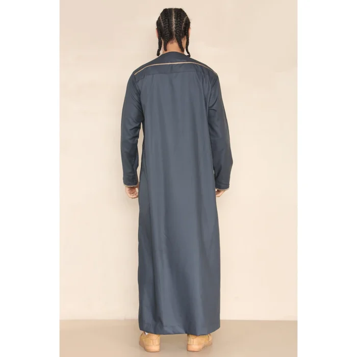 Mens Emirati Omani Thobe Jubba Islamic Clothing Muslim Kaftan Eid Robe Arab String Tassel - Image 8