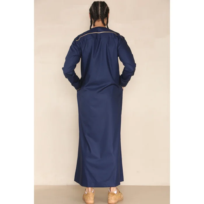 Mens Emirati Omani Thobe Jubba Islamic Clothing Muslim Kaftan Eid Robe Arab String Tassel - Image 15