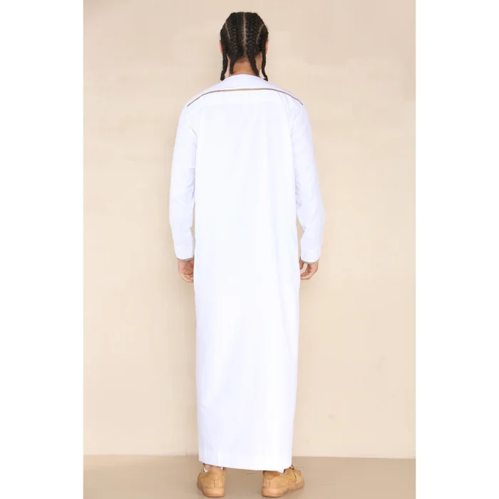 Mens Emirati Omani Thobe Jubba Islamic Clothing Muslim Kaftan Eid Robe Arab String Tassel - Image 21