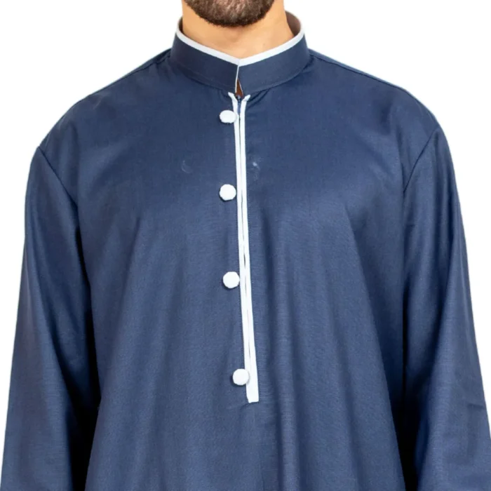 Men's Thobe Jubba Islamic Clothing Muslim Kaftan Emirati Omani Stand Collar - Image 9