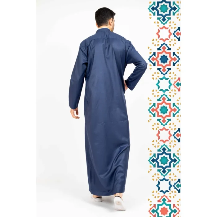 Men's Thobe Jubba Islamic Clothing Muslim Kaftan Emirati Omani Stand Collar - Image 8