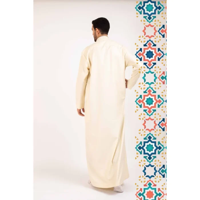 Men's Thobe Jubba Islamic Clothing Muslim Kaftan Emirati Omani Stand Collar - Image 13