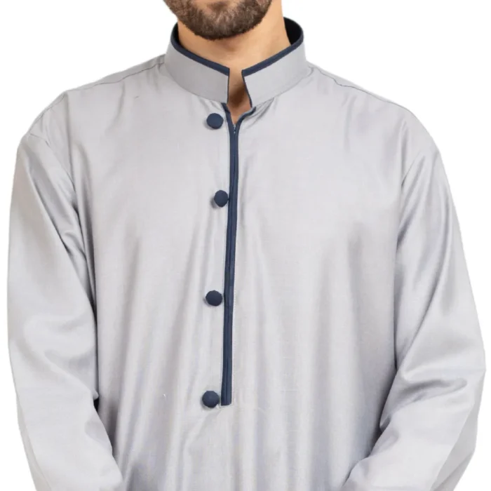 Men's Thobe Jubba Islamic Clothing Muslim Kaftan Emirati Omani Stand Collar - Image 19