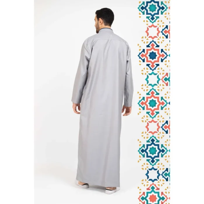 Men's Thobe Jubba Islamic Clothing Muslim Kaftan Emirati Omani Stand Collar - Image 18