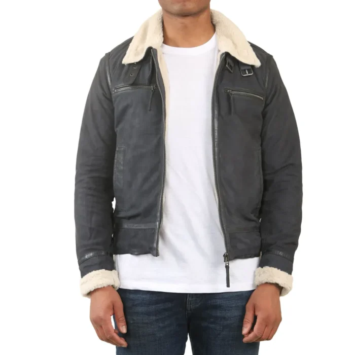 Men's Suede Pilot Aviator Leather Jacket - Image 1