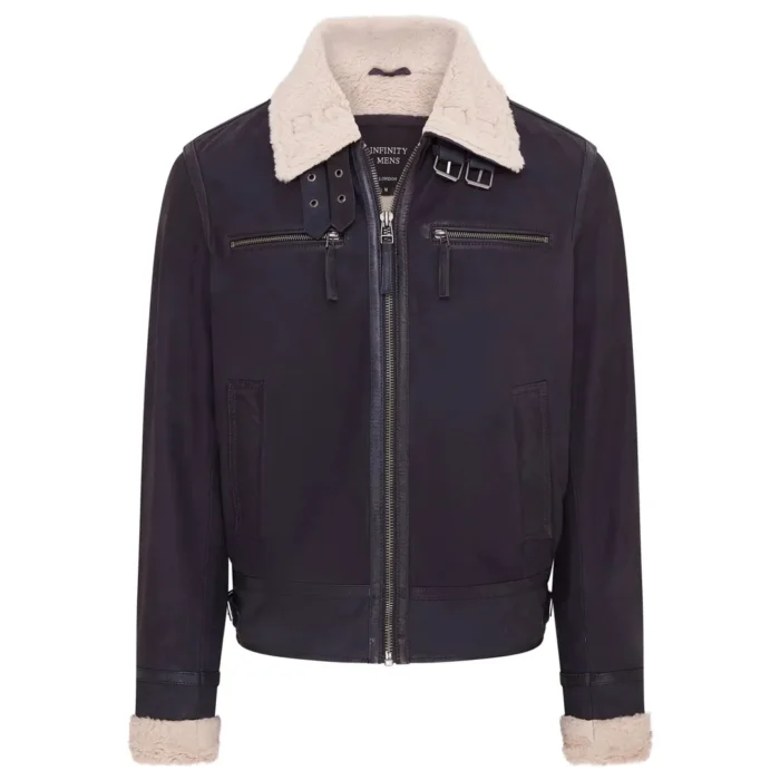Men's Suede Pilot Aviator Leather Jacket - Image 2